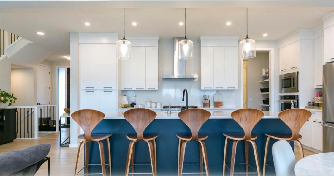 Kitchen island detail in a staged home